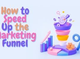There is a colorful graphic about a marketing funnel. Beside it is the article title, "How to Speed Up the Marketing Funnel."